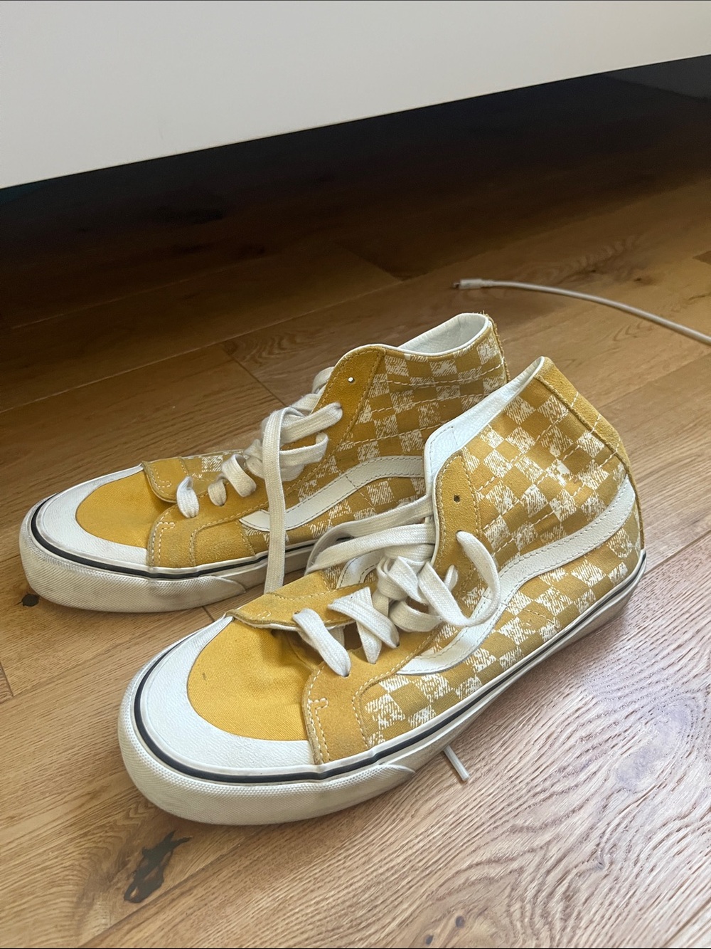 Vans Yellow Checkered High-Top Sneakers